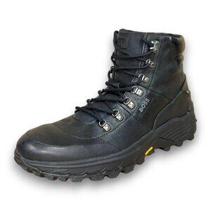 BOSS Trailton Runn Men's Black Leather Hiking Boots US 11 (EU 44) MSRP $299